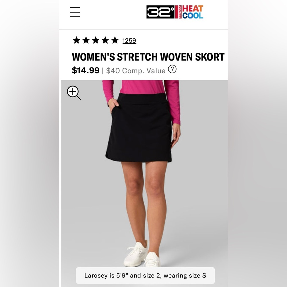 32 Degrees Black A-Line Mini Skort